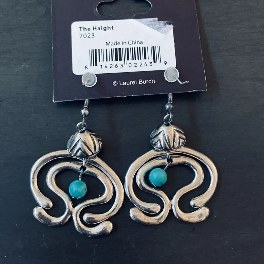 Laurel Burch Turquoise Silver Haight Statement Necklace Earrings Set - Picture 11 of 11